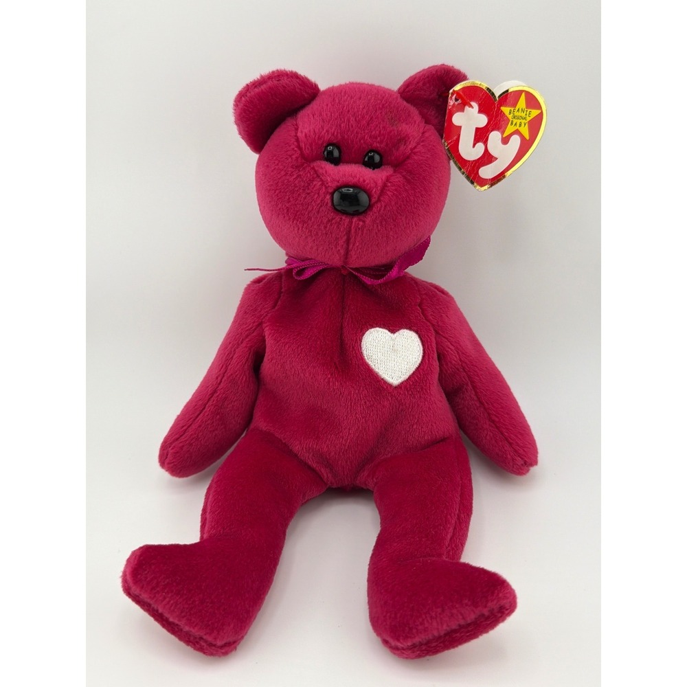 Ty Beanie Baby Valentina OS Fuchsia Red Pink‎ Heart Bear Vintage 1998 Retro